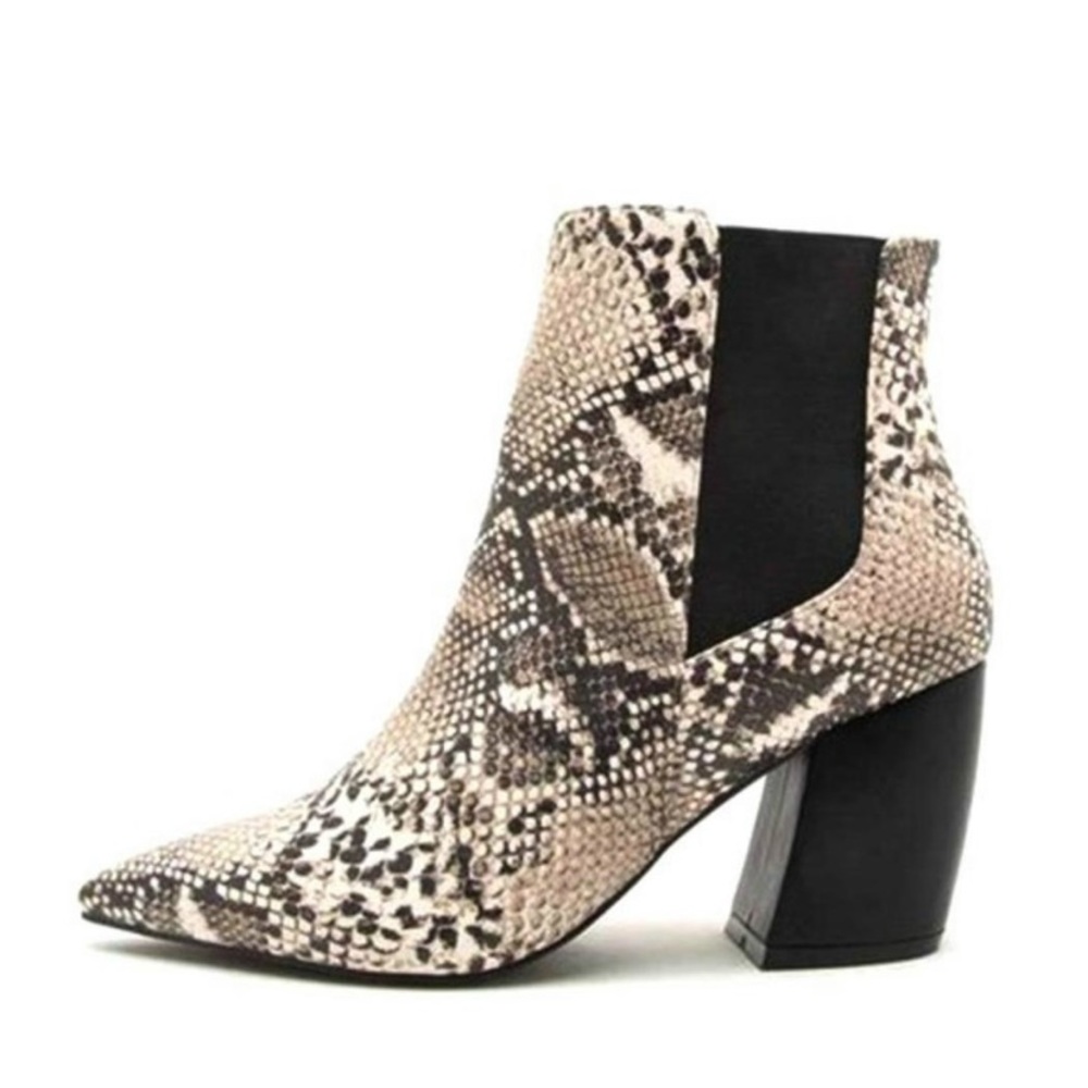 Qupid snakeskin booties